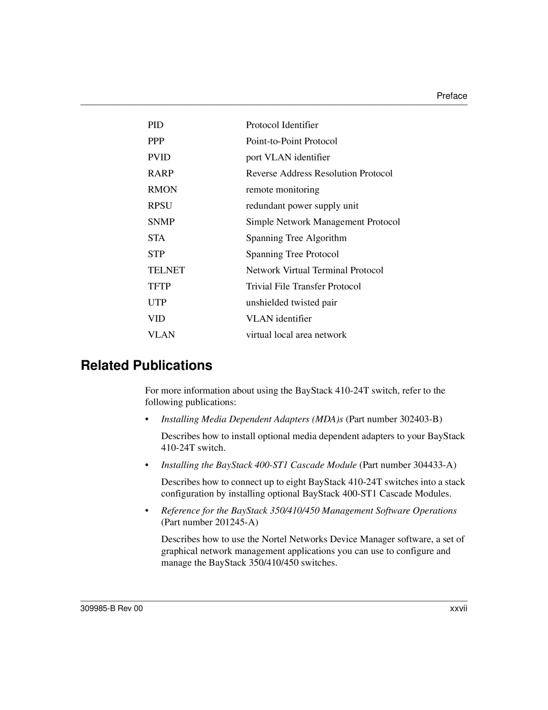 Nortel Networks 24T manual Related Publications 