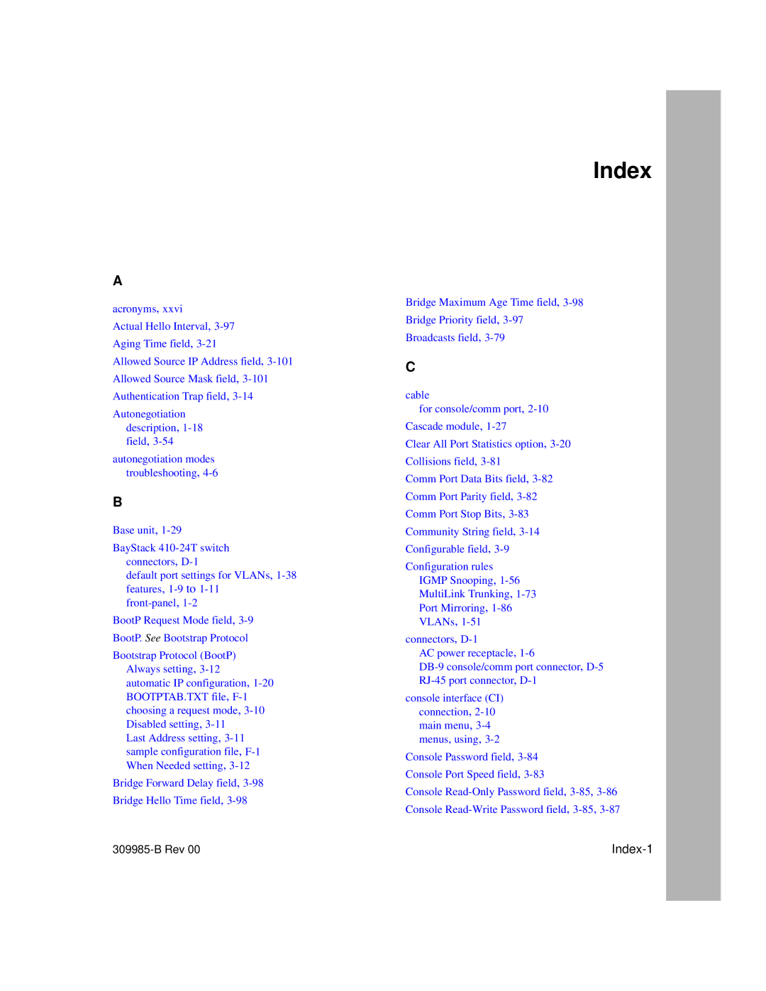 Nortel Networks 24T manual Index 