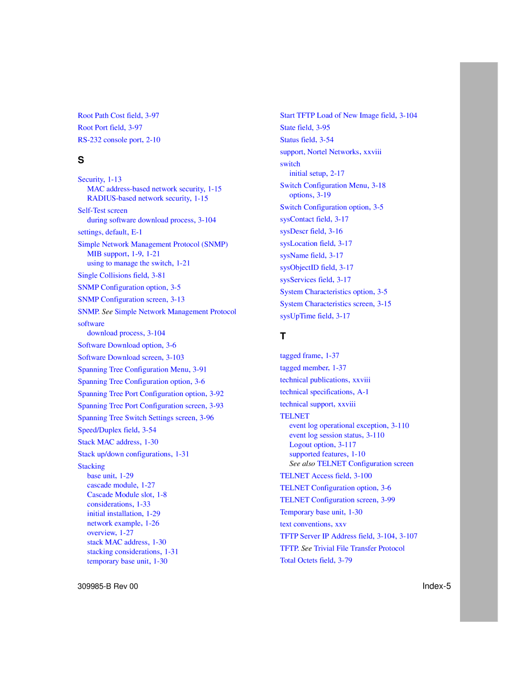 Nortel Networks 24T manual Index-5 