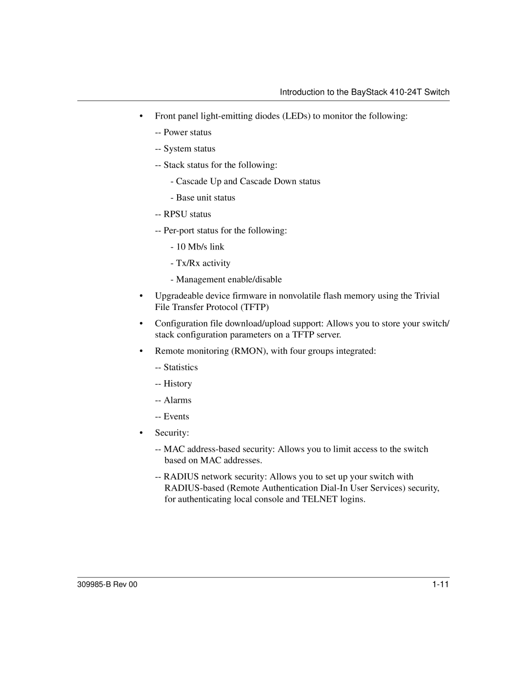 Nortel Networks manual Introduction to the BayStack 410-24T Switch 