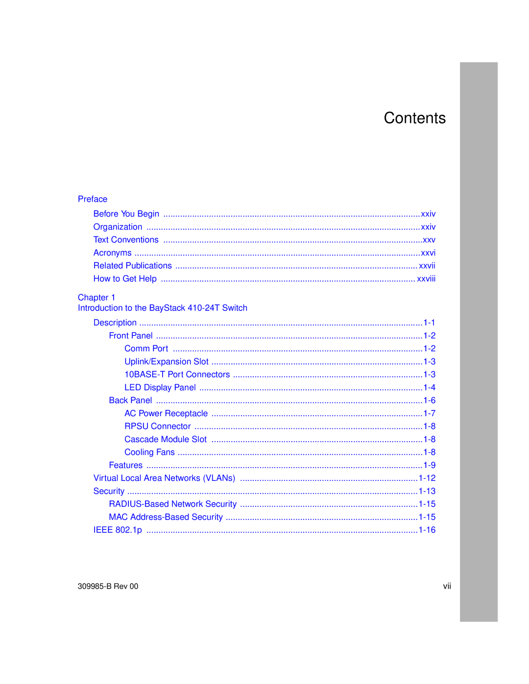 Nortel Networks 24T manual Contents 