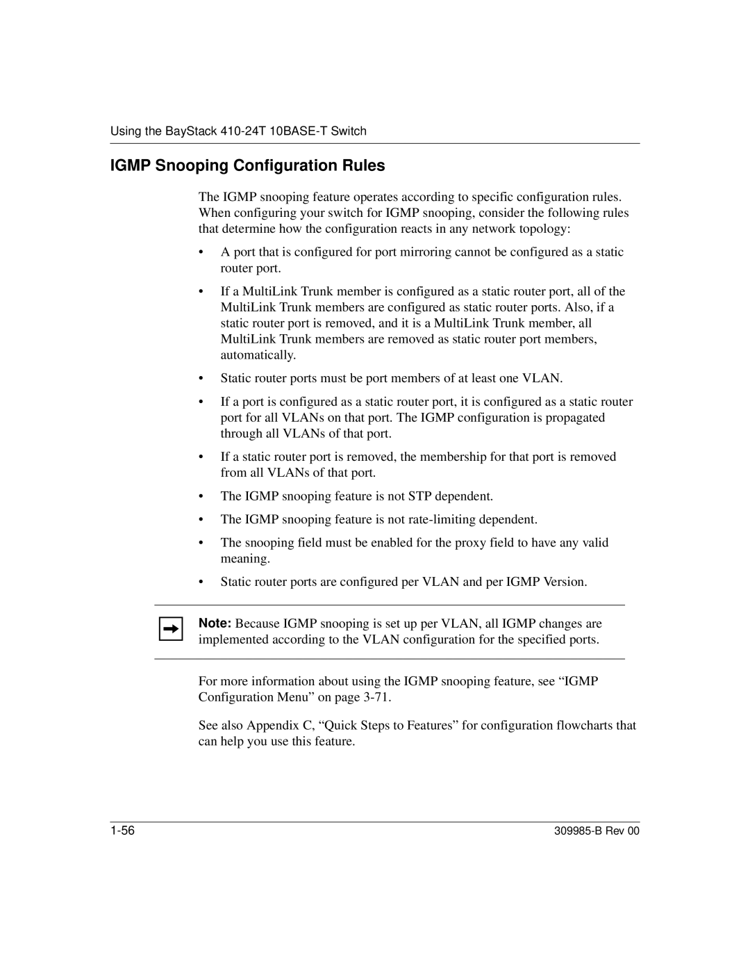 Nortel Networks 24T manual Igmp Snooping Configuration Rules 