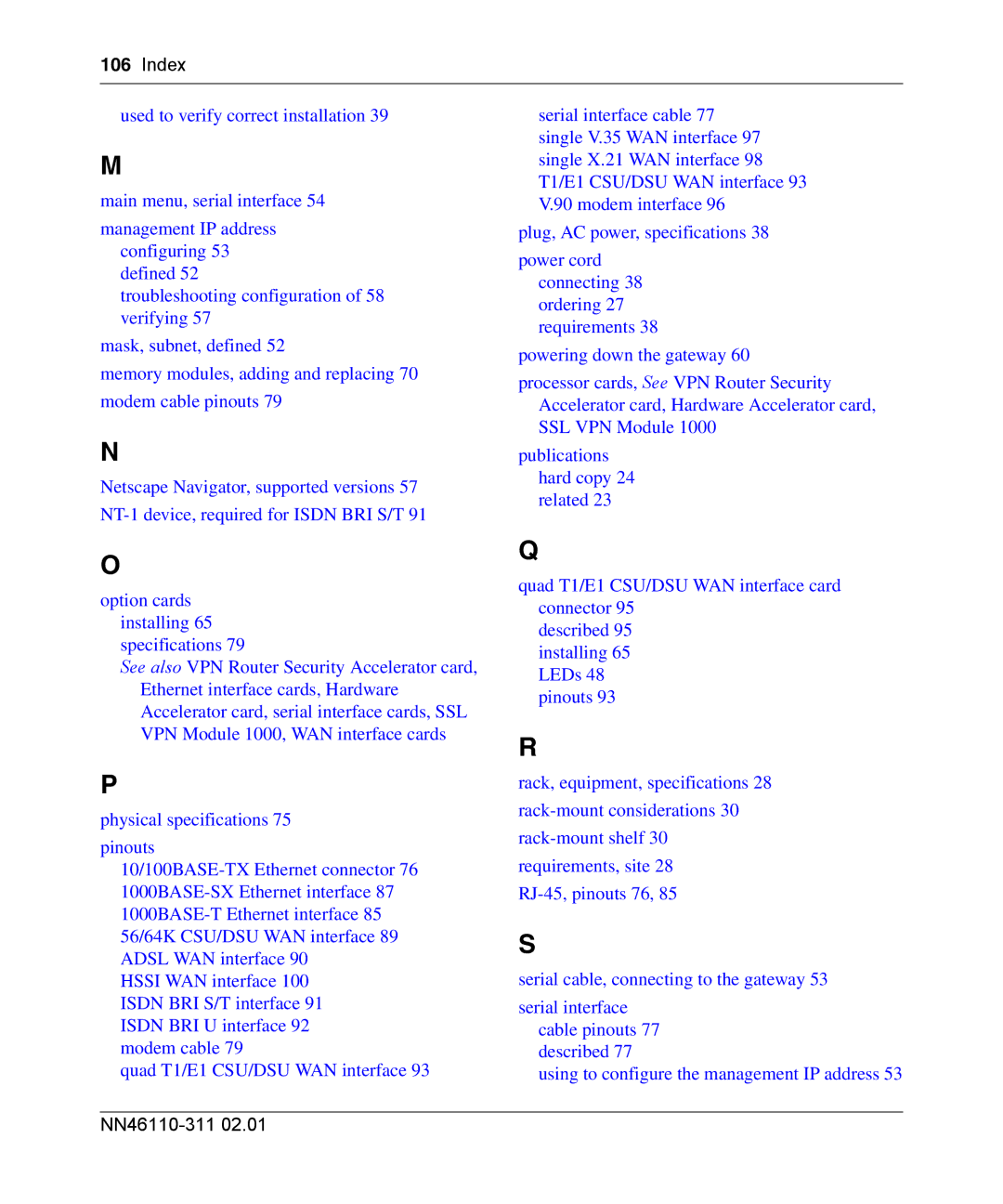 Nortel Networks 2700 manual Index 