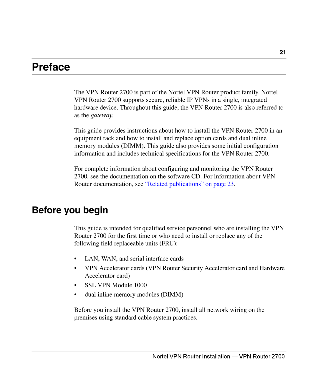 Nortel Networks 2700 manual Preface, Before you begin 