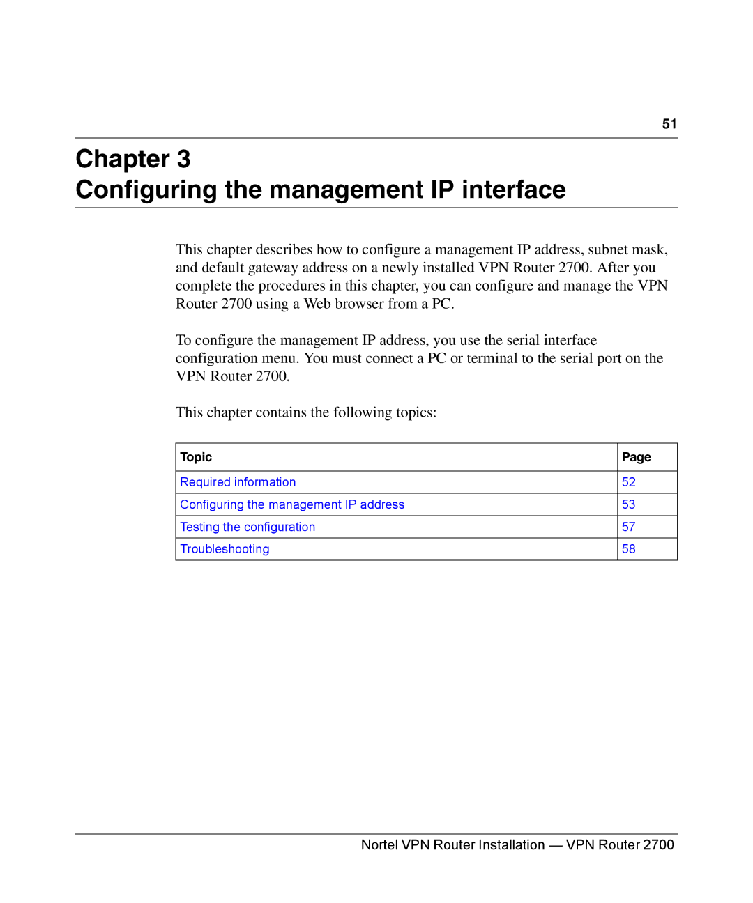 Nortel Networks 2700 manual Chapter Configuring the management IP interface 