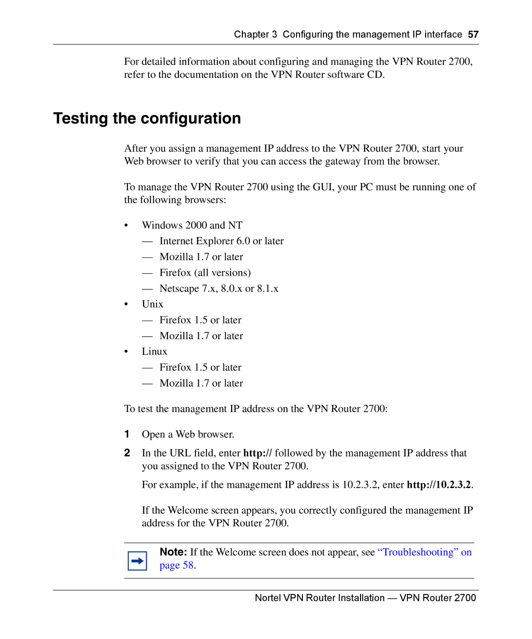 Nortel Networks 2700 manual Testing the configuration 