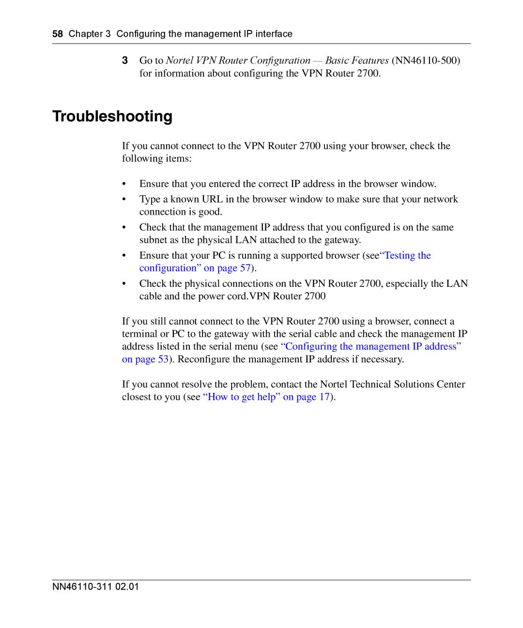 Nortel Networks 2700 manual Troubleshooting 