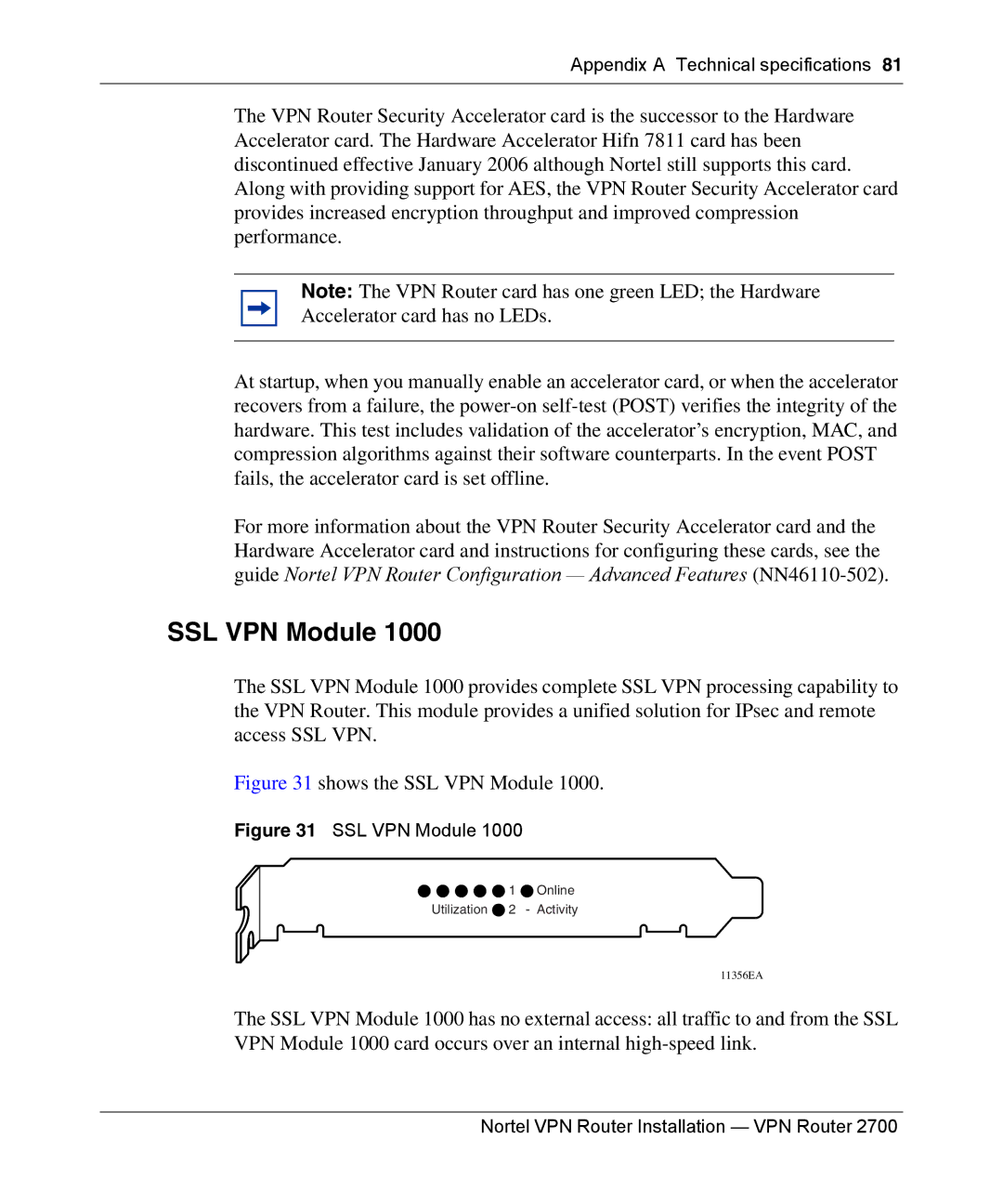 Nortel Networks 2700 manual SSL VPN Module 