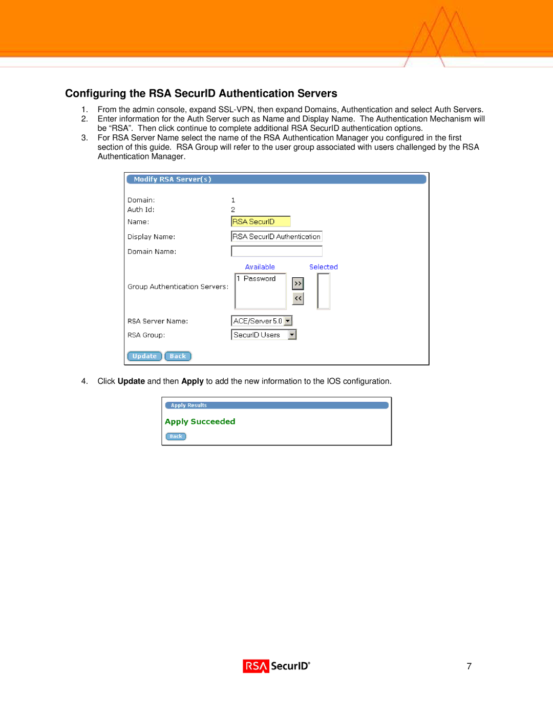 Nortel Networks 3050 manual Configuring the RSA SecurID Authentication Servers 