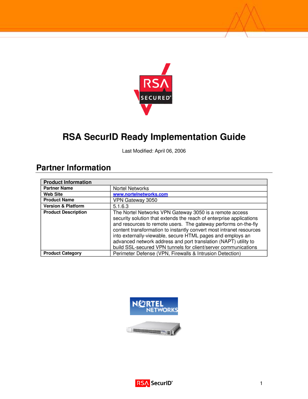 Nortel Networks 3050 manual Partner Information, Product Information 