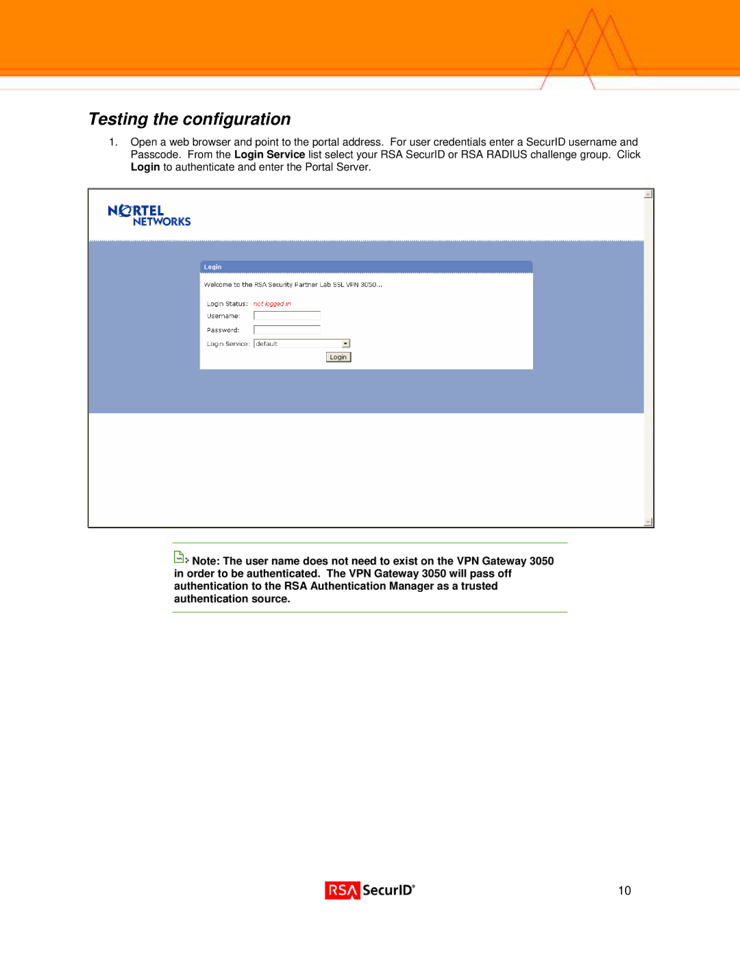 Nortel Networks 3050 manual Testing the configuration 