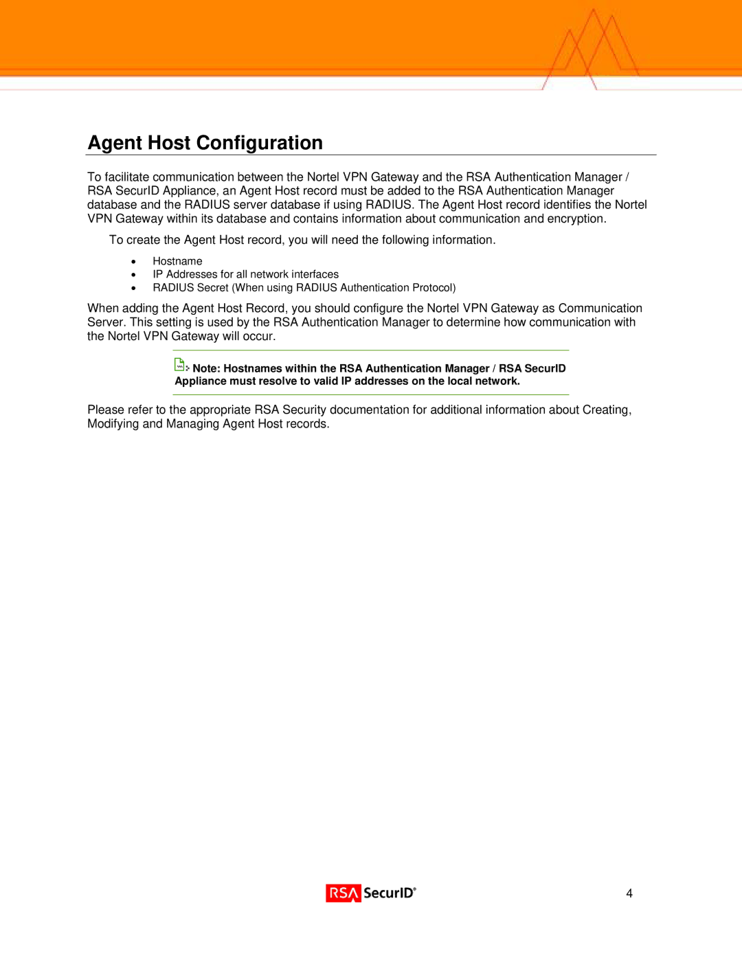 Nortel Networks 3050 manual Agent Host Configuration 