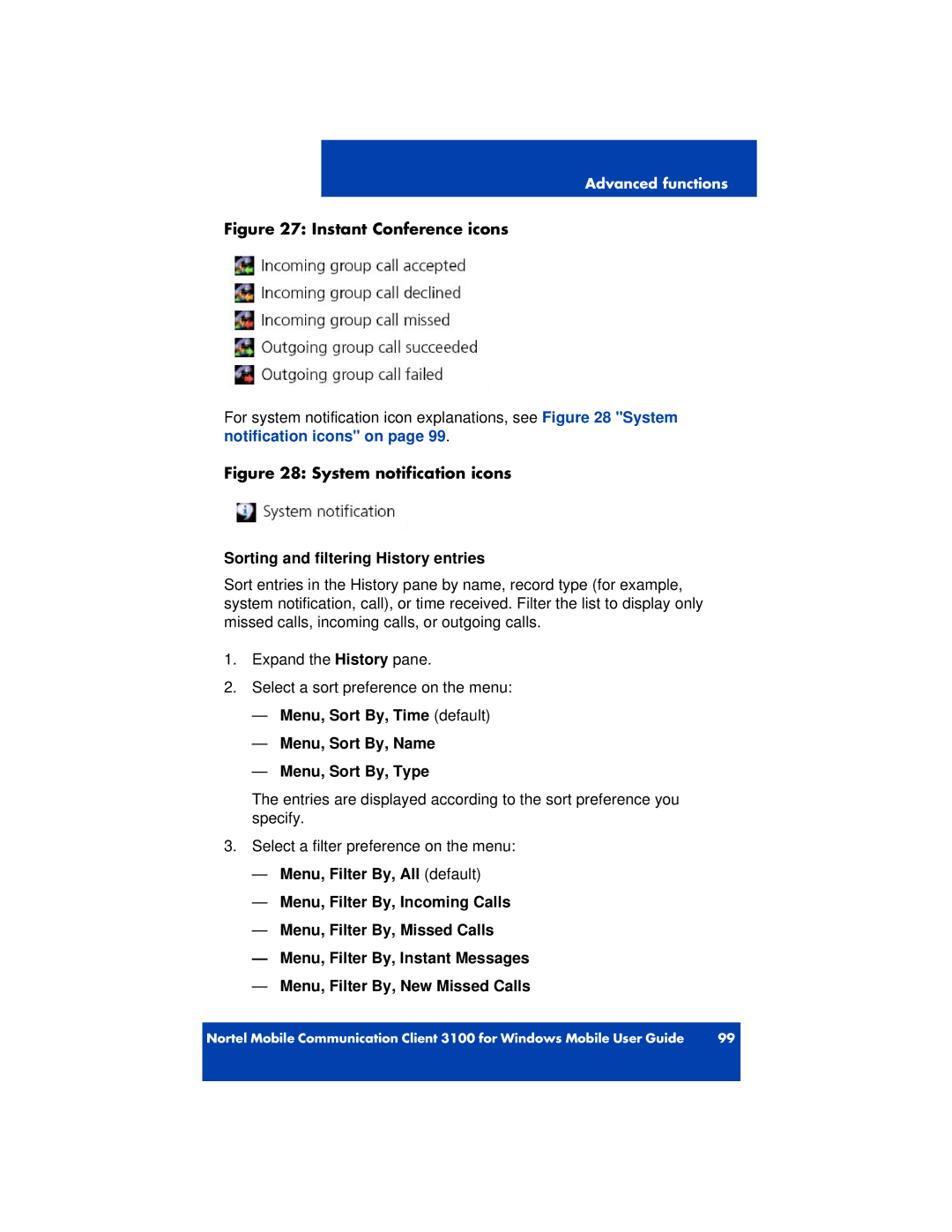 Nortel Networks 3100 manual Instant Conference icons 