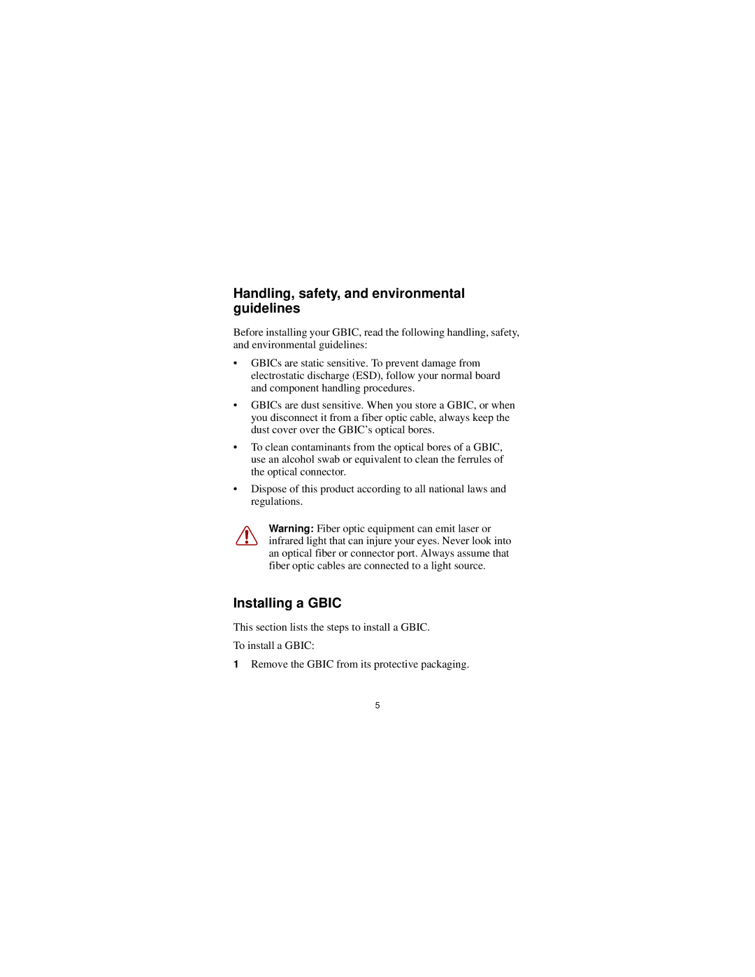 Nortel Networks 312865-A manual Handling, safety, and environmental guidelines, Installing a Gbic 