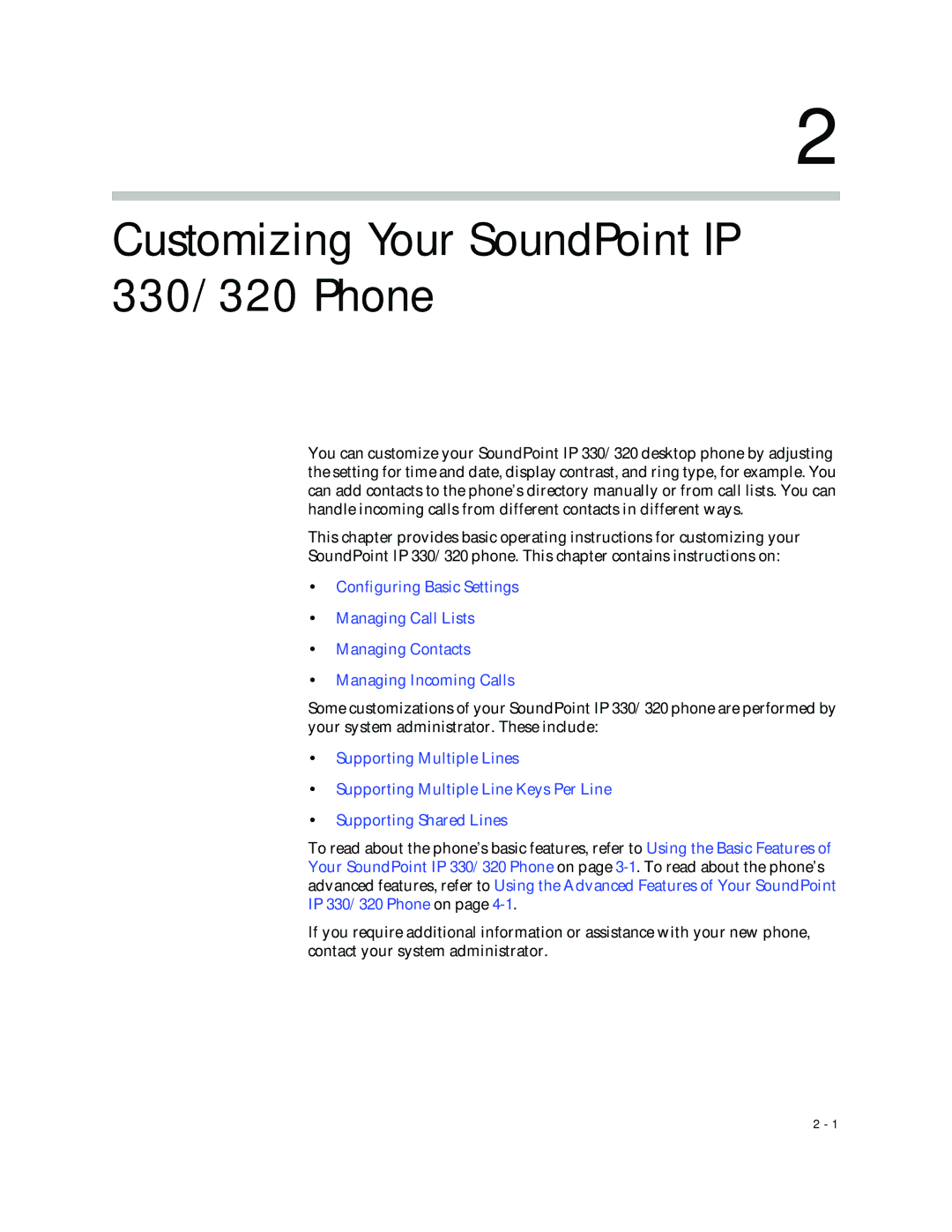 Nortel Networks manual Customizing Your SoundPoint IP 330/320 Phone 