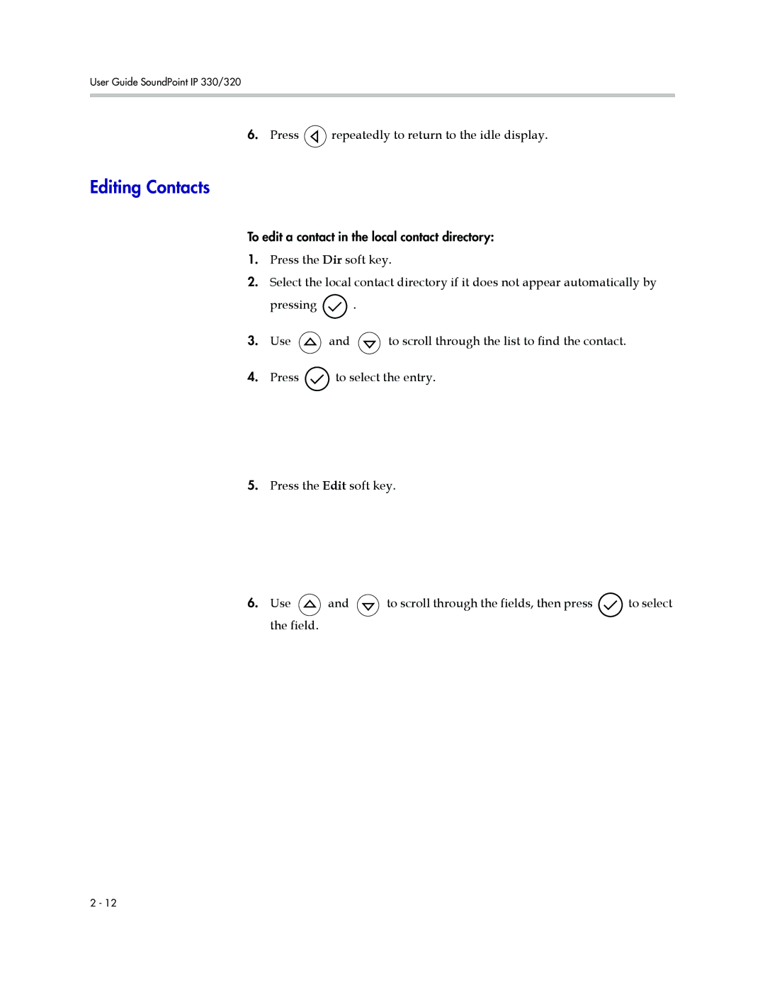 Nortel Networks 320, 330 manual Editing Contacts 