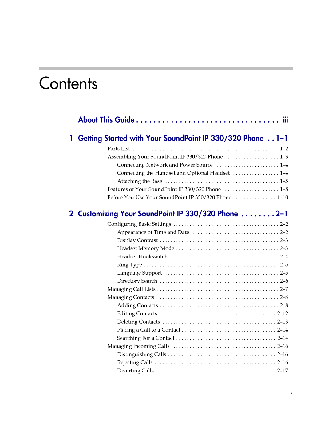 Nortel Networks 330, 320 manual Contents 