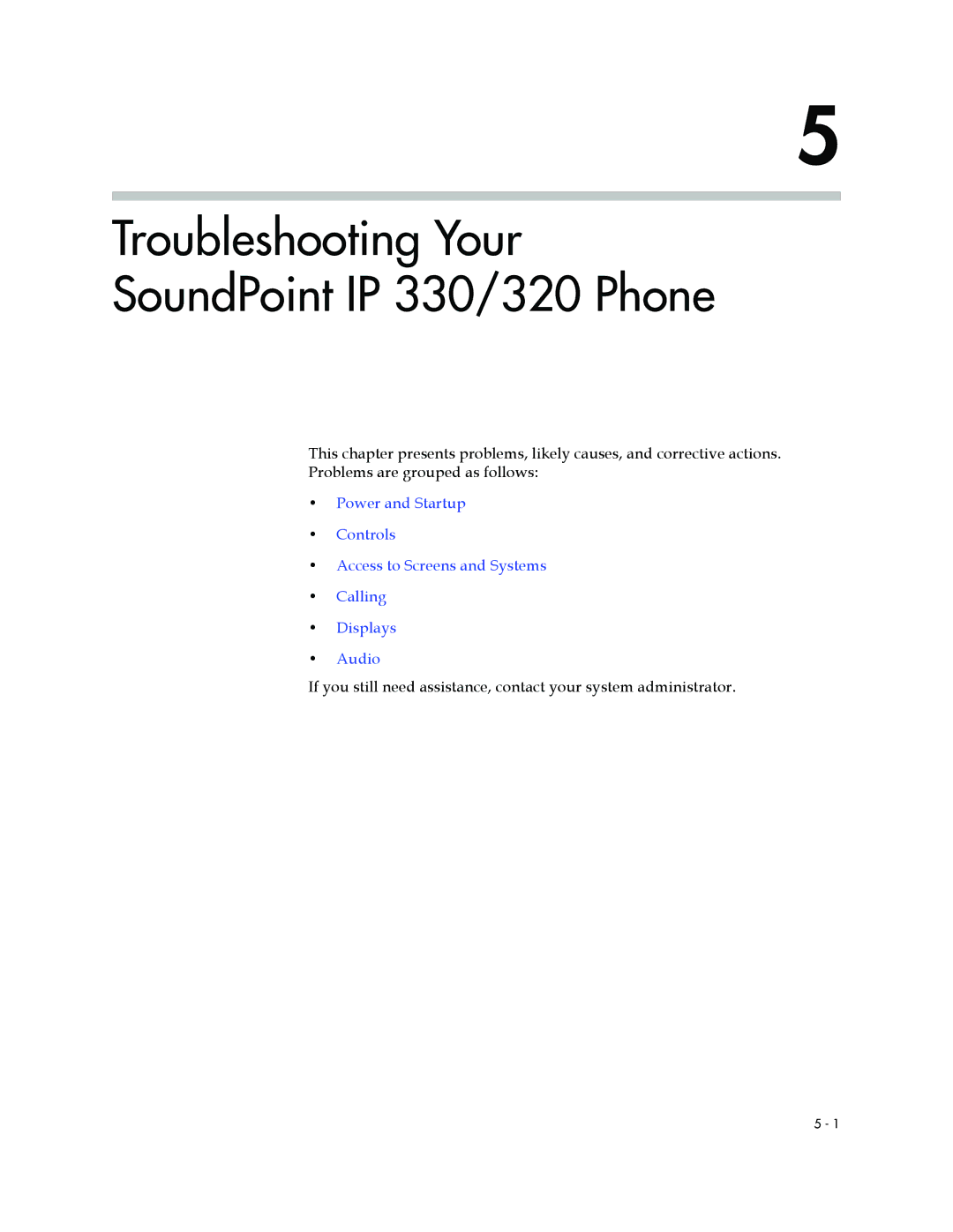 Nortel Networks manual Troubleshooting Your SoundPoint IP 330/320 Phone 