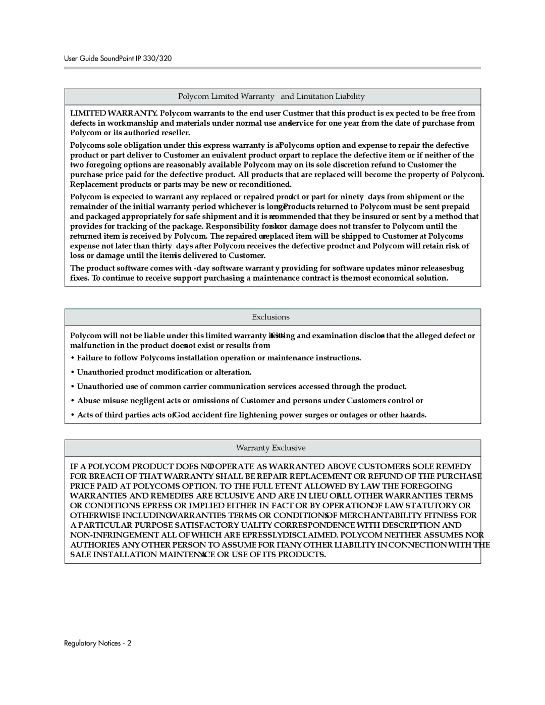 Nortel Networks 320, 330 manual Polycom Limited Warranty and Limitation Liability 