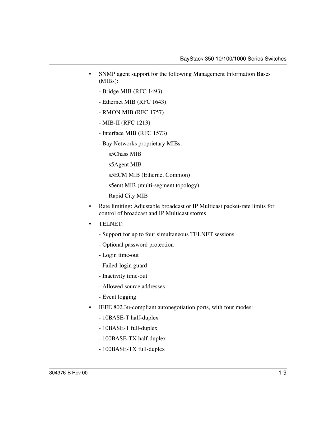 Nortel Networks 350 manual Telnet 