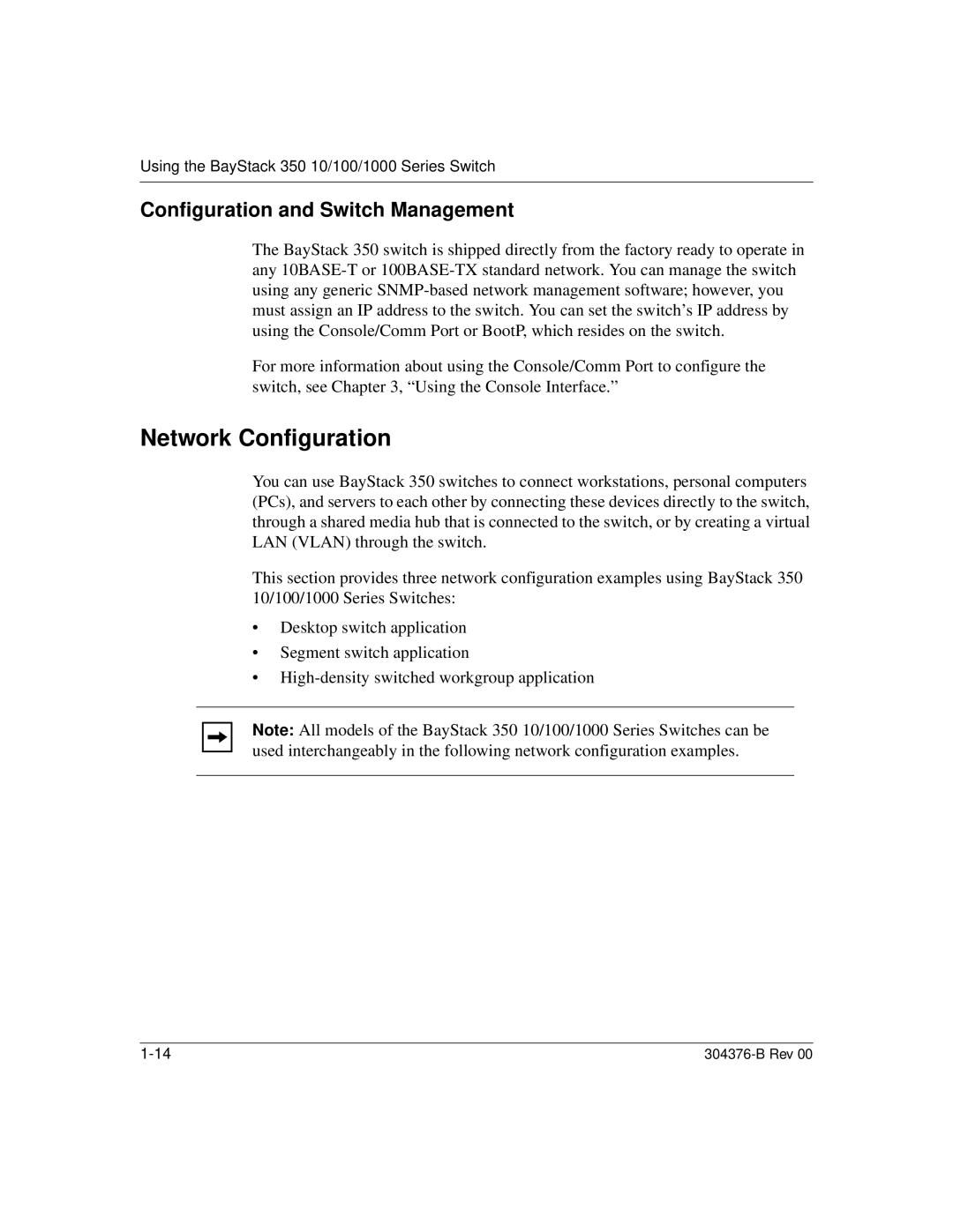 Nortel Networks 350 manual Network Configuration, Configuration and Switch Management 