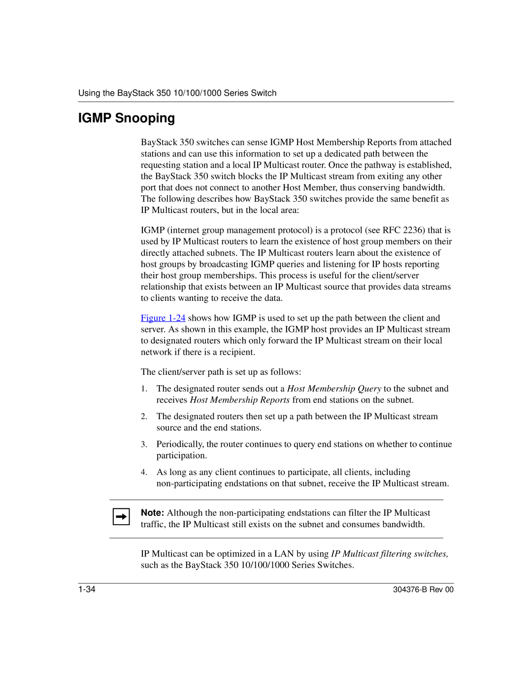 Nortel Networks 350 manual Igmp Snooping 