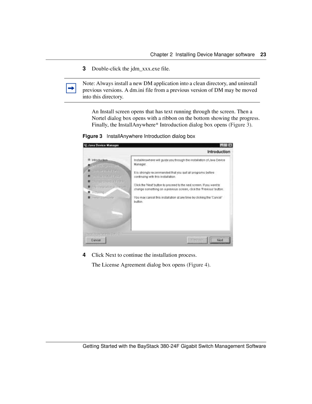 Nortel Networks 380-24F manual InstallAnywhere Introduction dialog box 