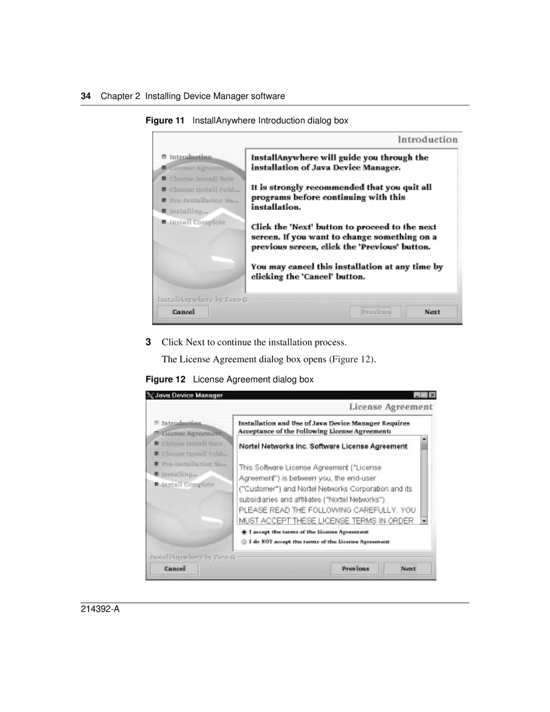 Nortel Networks 380-24F manual License Agreement dialog box 214392-A 