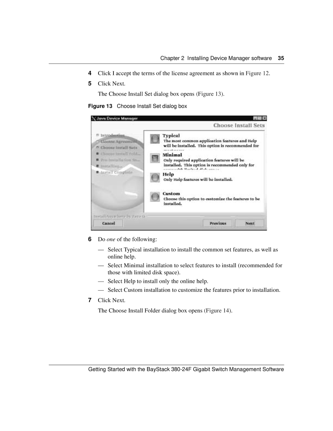 Nortel Networks 380-24F manual Choose Install Set dialog box 