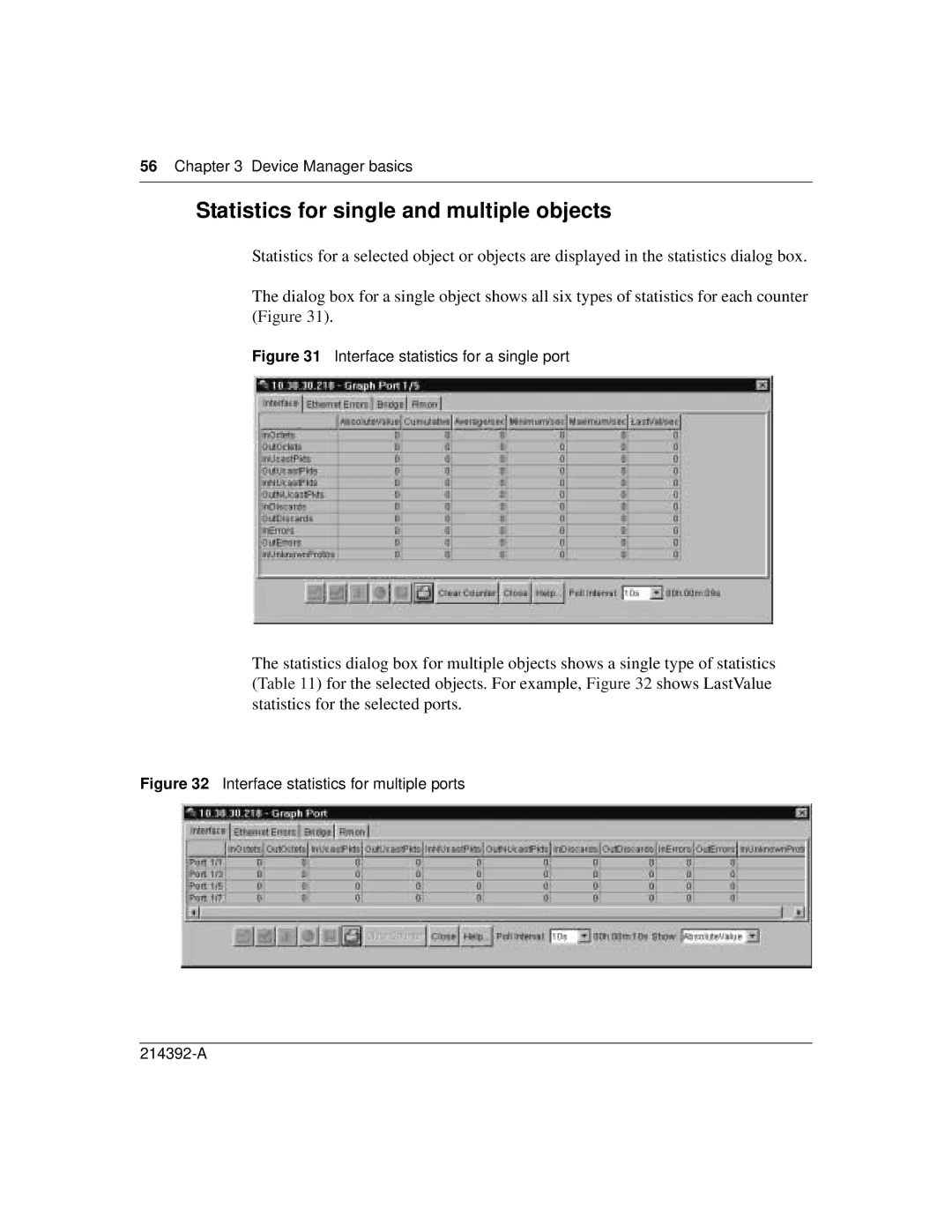 Nortel Networks 380-24F manual Statistics for single and multiple objects, Interface statistics for a single port 