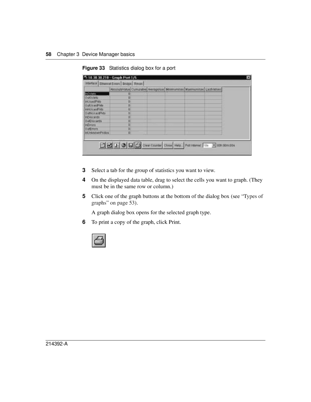 Nortel Networks 380-24F manual Statistics dialog box for a port 