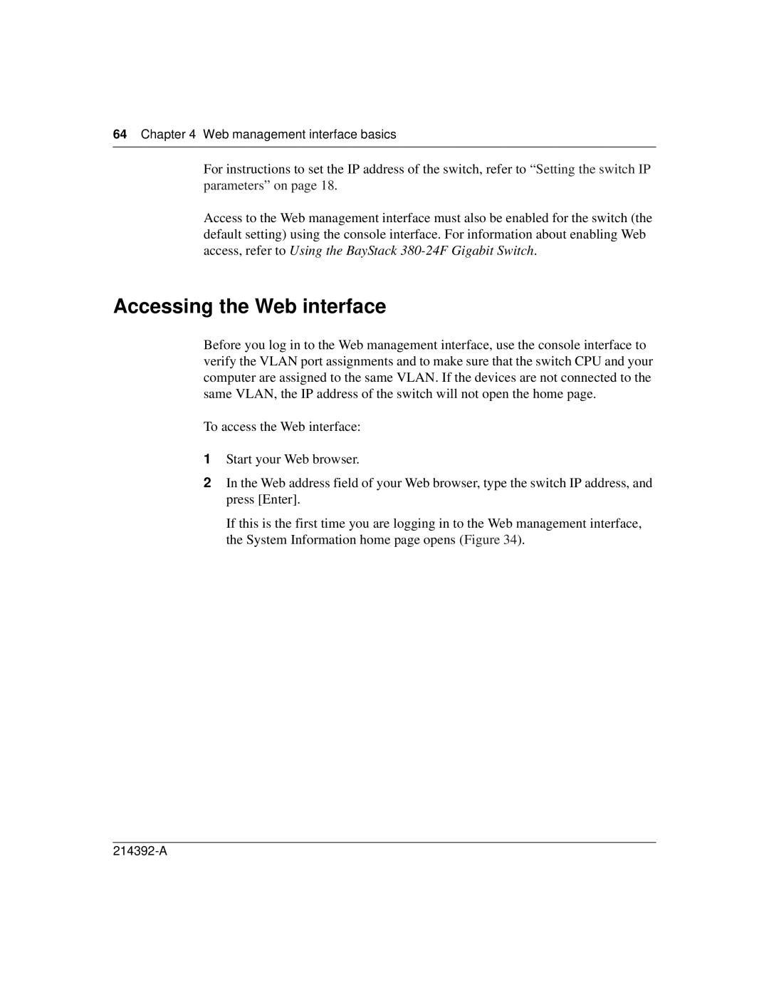 Nortel Networks 380-24F manual Accessing the Web interface, Web management interface basics 