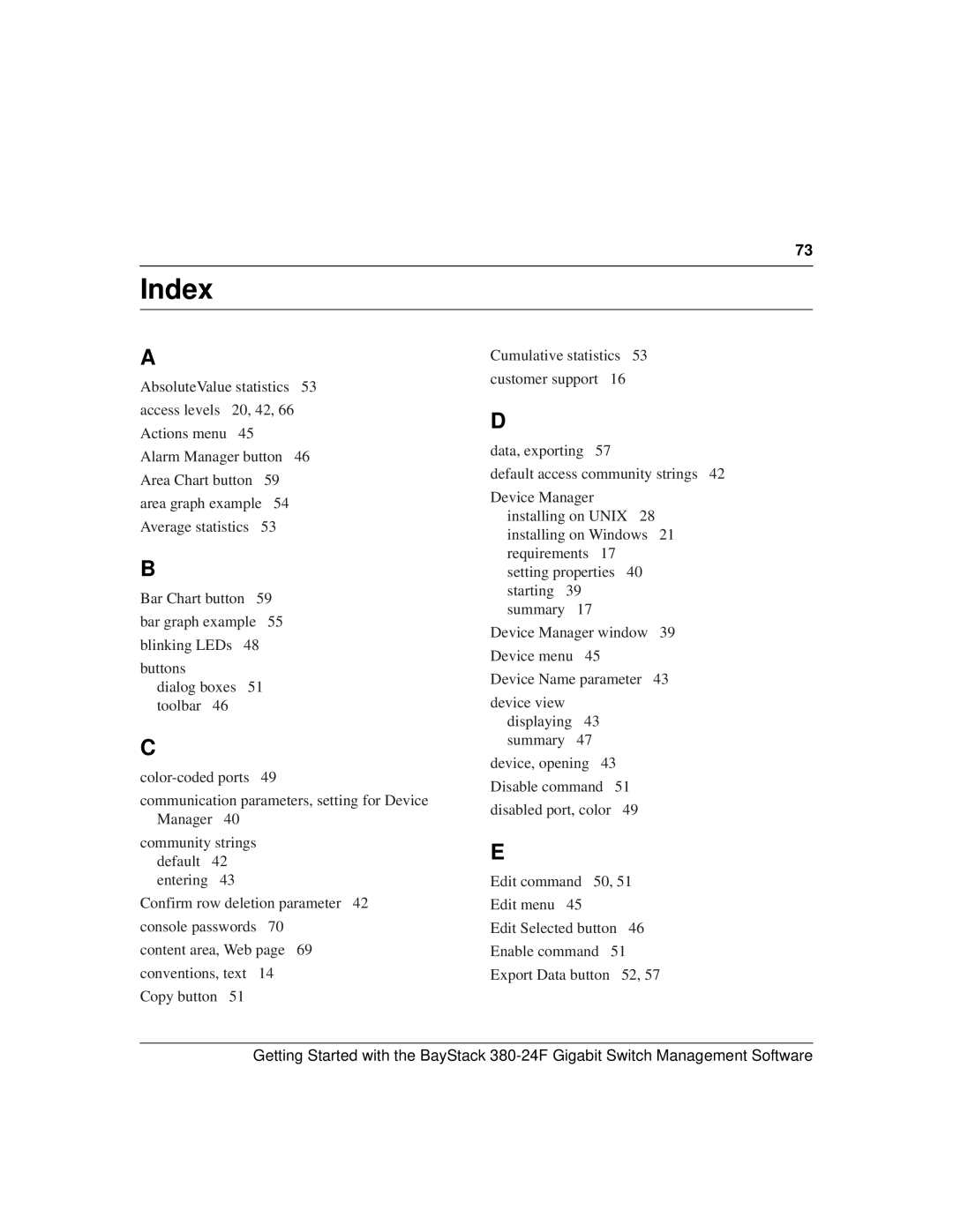 Nortel Networks 380-24F manual Index 