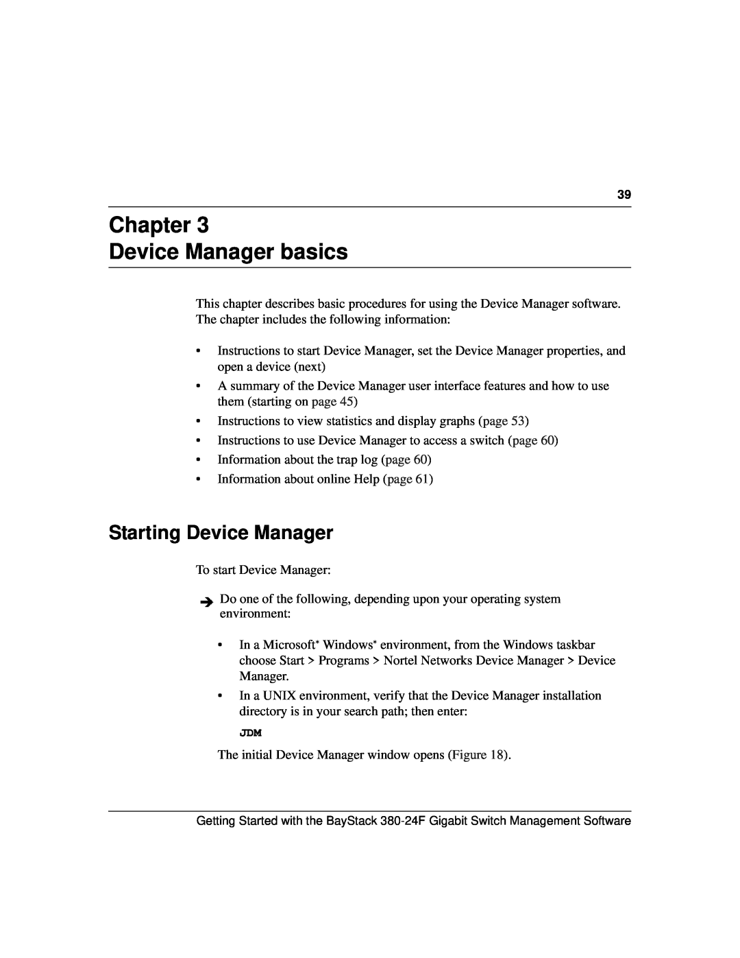 Nortel Networks 380-24F manual Chapter Device Manager basics, Starting Device Manager 