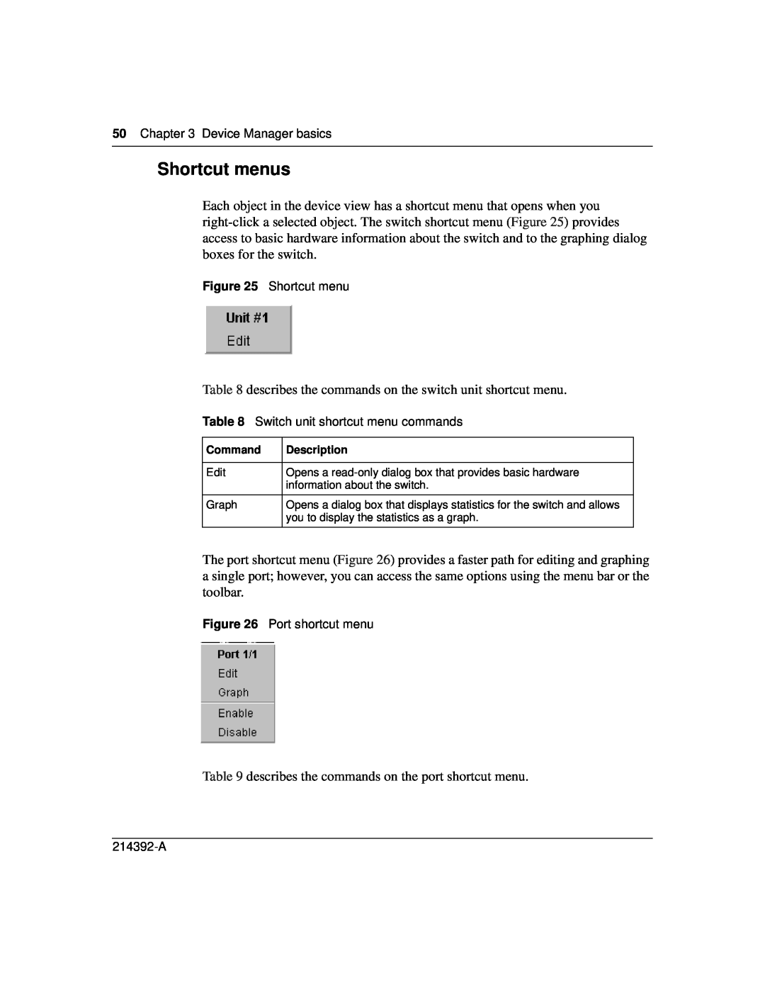 Nortel Networks 380-24F manual Shortcut menus 