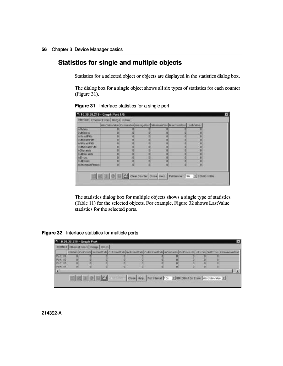 Nortel Networks 380-24F manual Statistics for single and multiple objects, Device Manager basics 