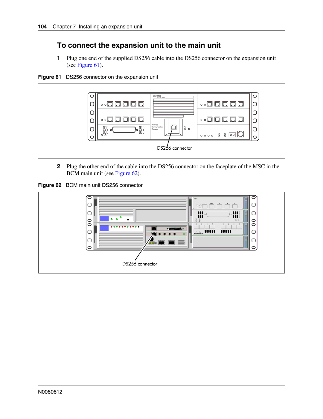 Nortel Networks 400 4.0, BCM200 manual To connect the expansion unit to the main unit, DS256 connector on the expansion unit 