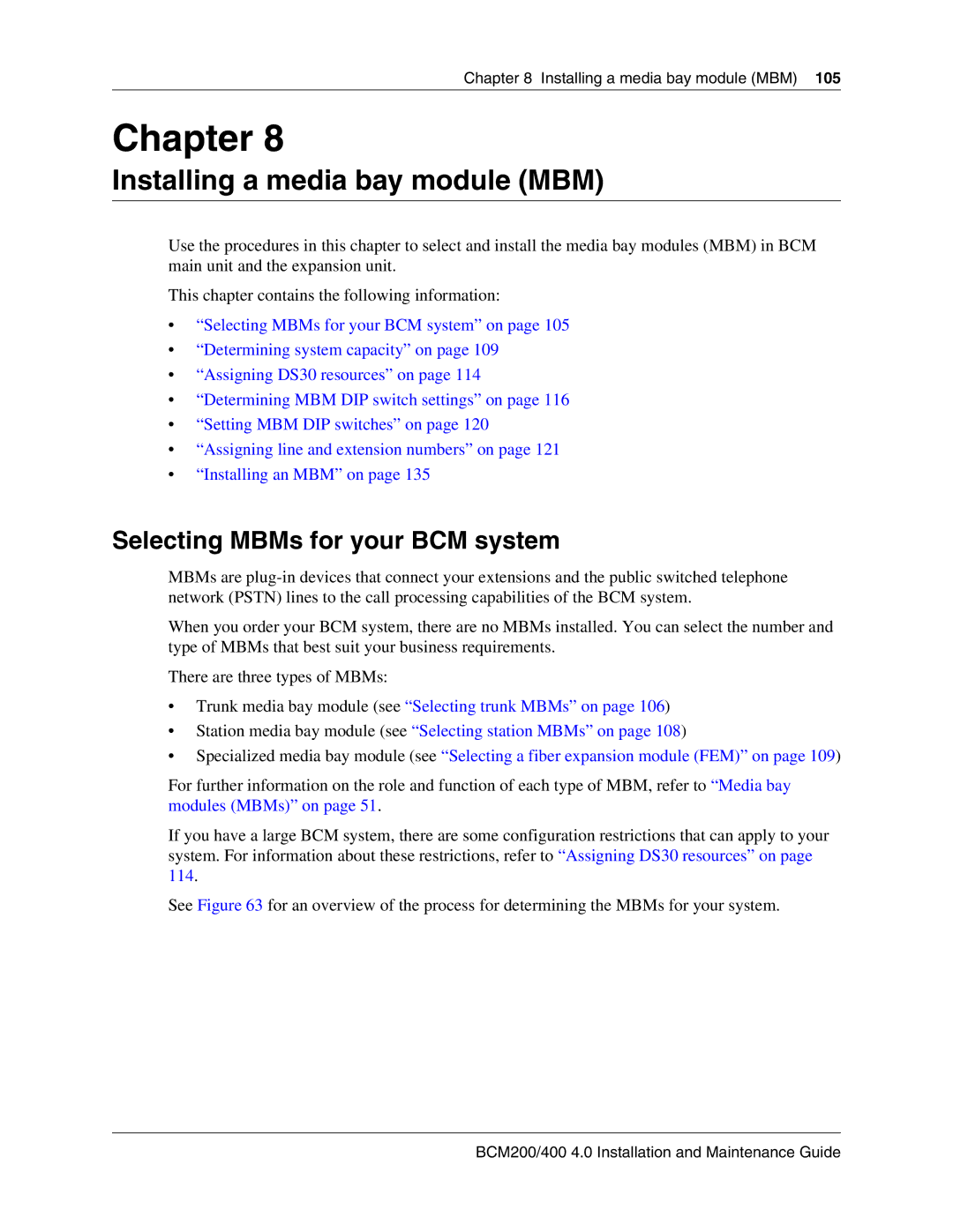 Nortel Networks BCM200, 400 4.0 manual Installing a media bay module MBM, Selecting MBMs for your BCM system 