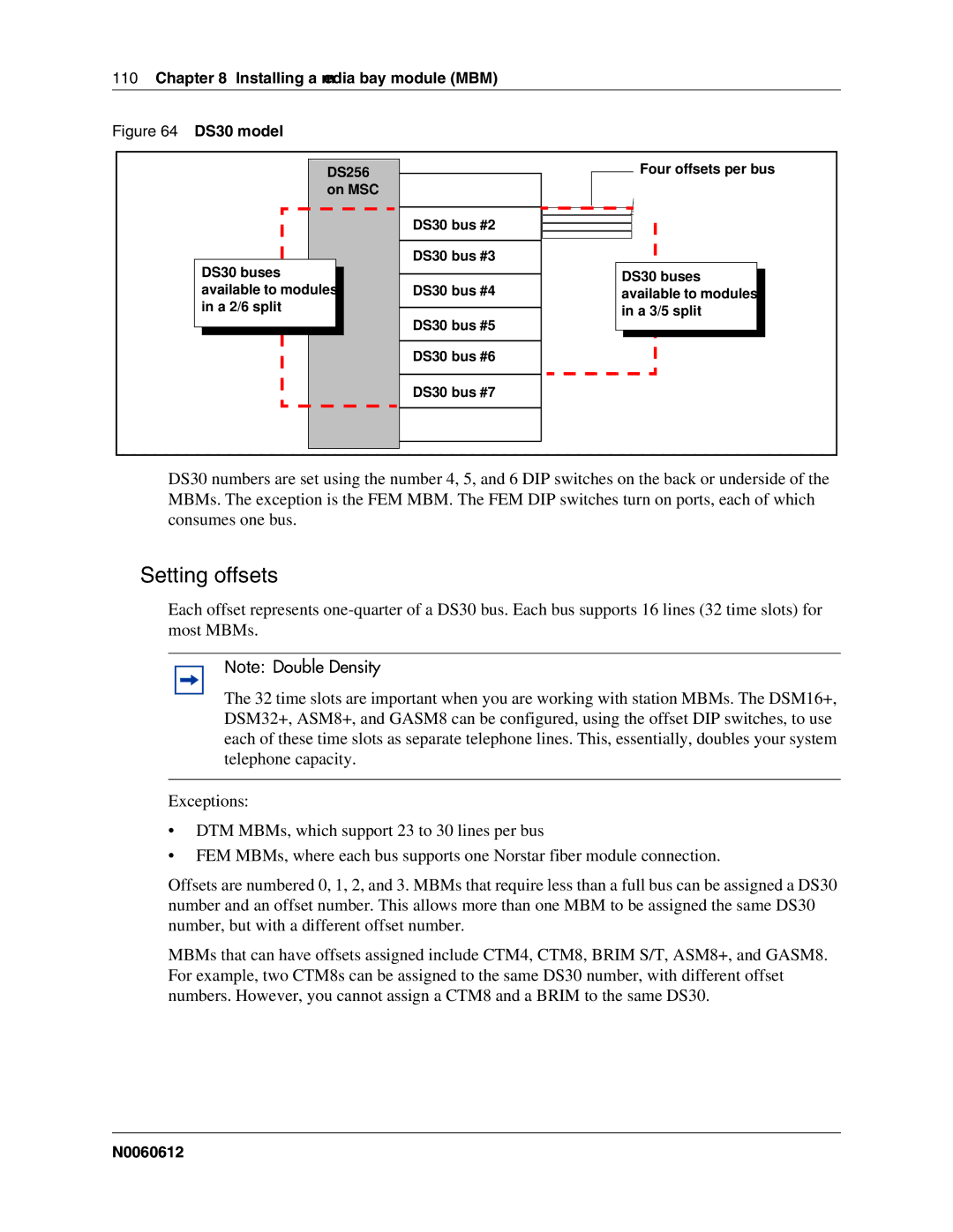 Nortel Networks 400 4.0, BCM200 manual Setting offsets, DS30 model 