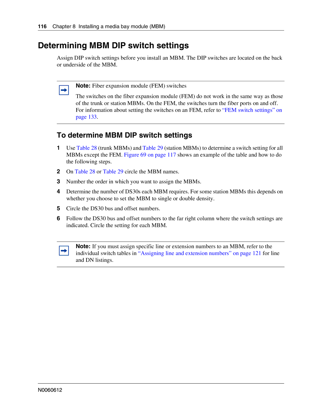 Nortel Networks 400 4.0, BCM200 manual Determining MBM DIP switch settings, To determine MBM DIP switch settings 