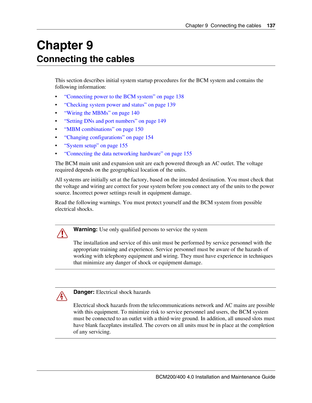 Nortel Networks BCM200, 400 4.0 manual Connecting the cables 