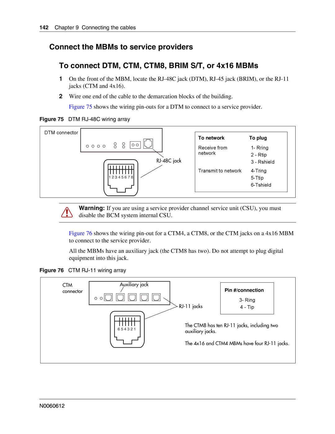 Nortel Networks 400 4.0, BCM200 manual DTM RJ-48C wiring array 