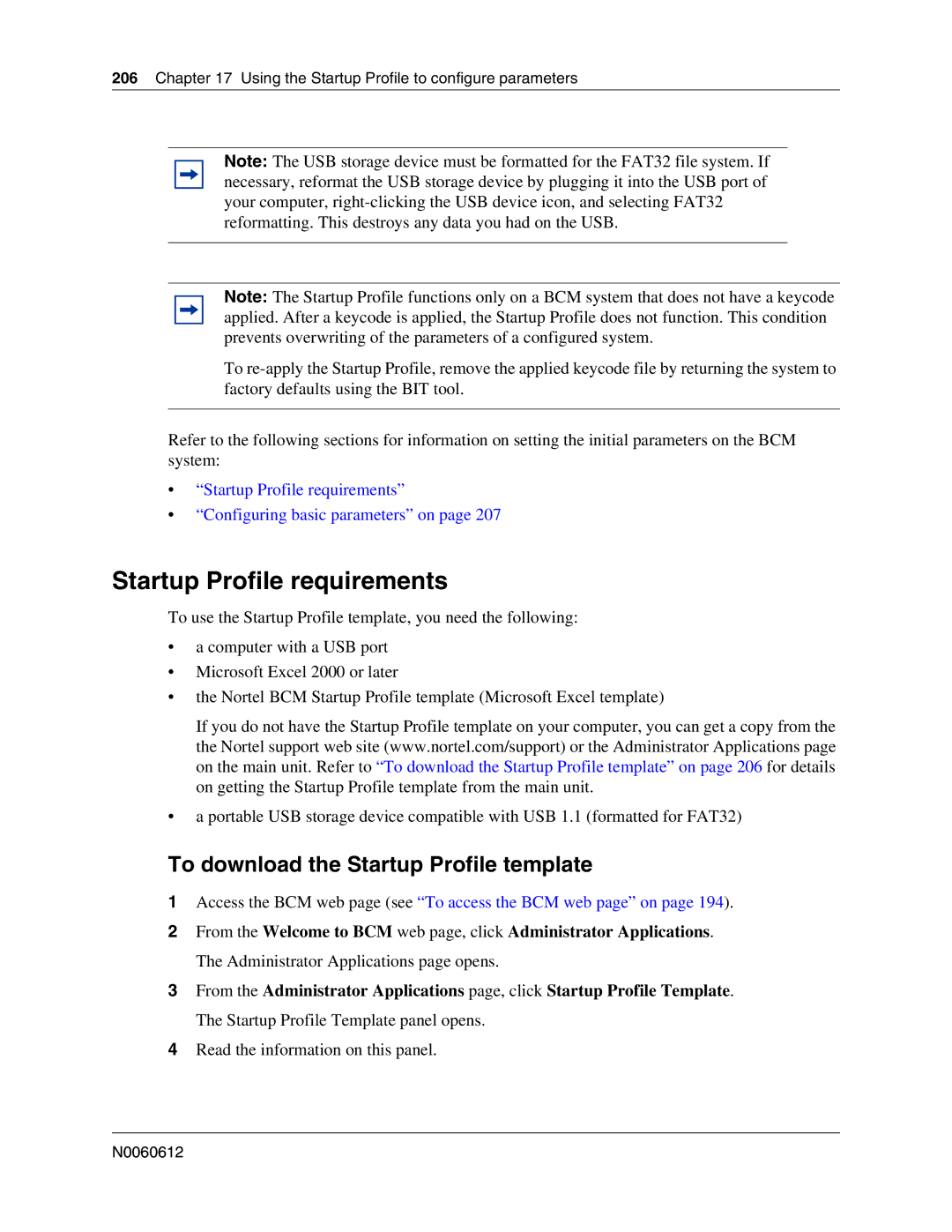 Nortel Networks 400 4.0, BCM200 manual Startup Profile requirements, To download the Startup Profile template 