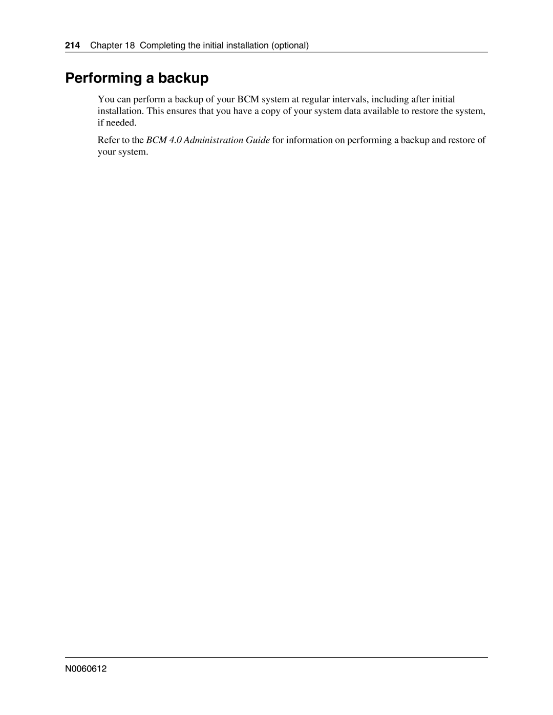 Nortel Networks 400 4.0, BCM200 manual Performing a backup 