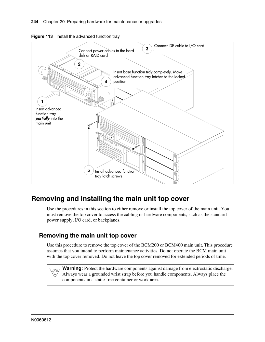 Nortel Networks 400 4.0, BCM200 manual Removing and installing the main unit top cover, Removing the main unit top cover 