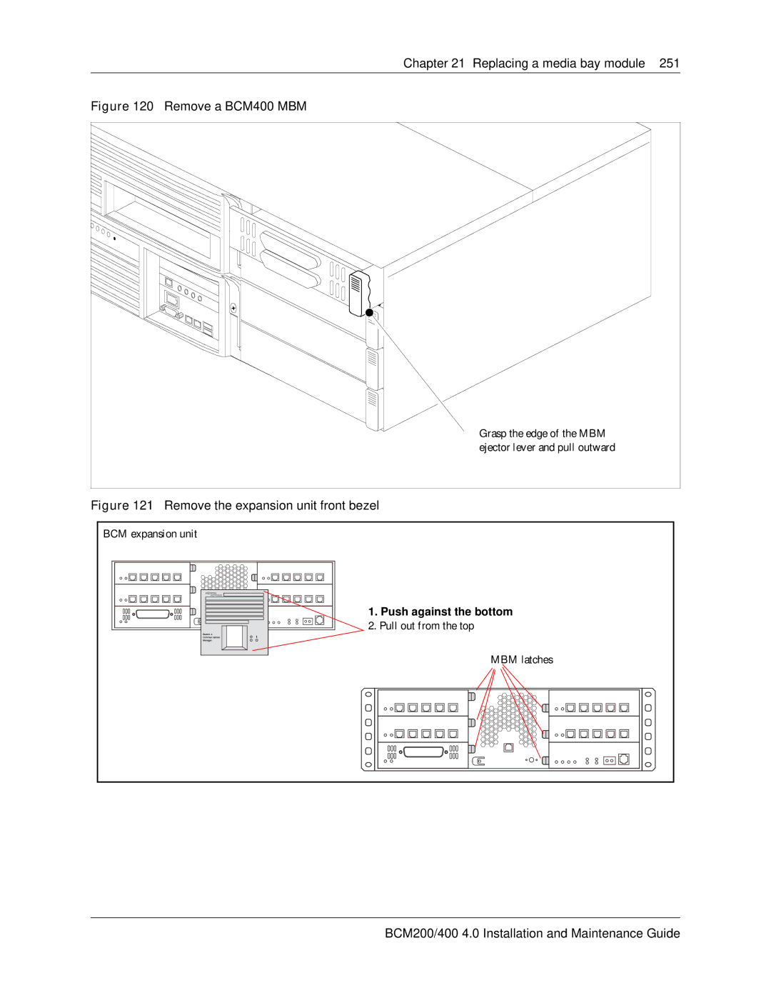 Nortel Networks BCM200, 400 4.0 manual Remove a BCM400 MBM 