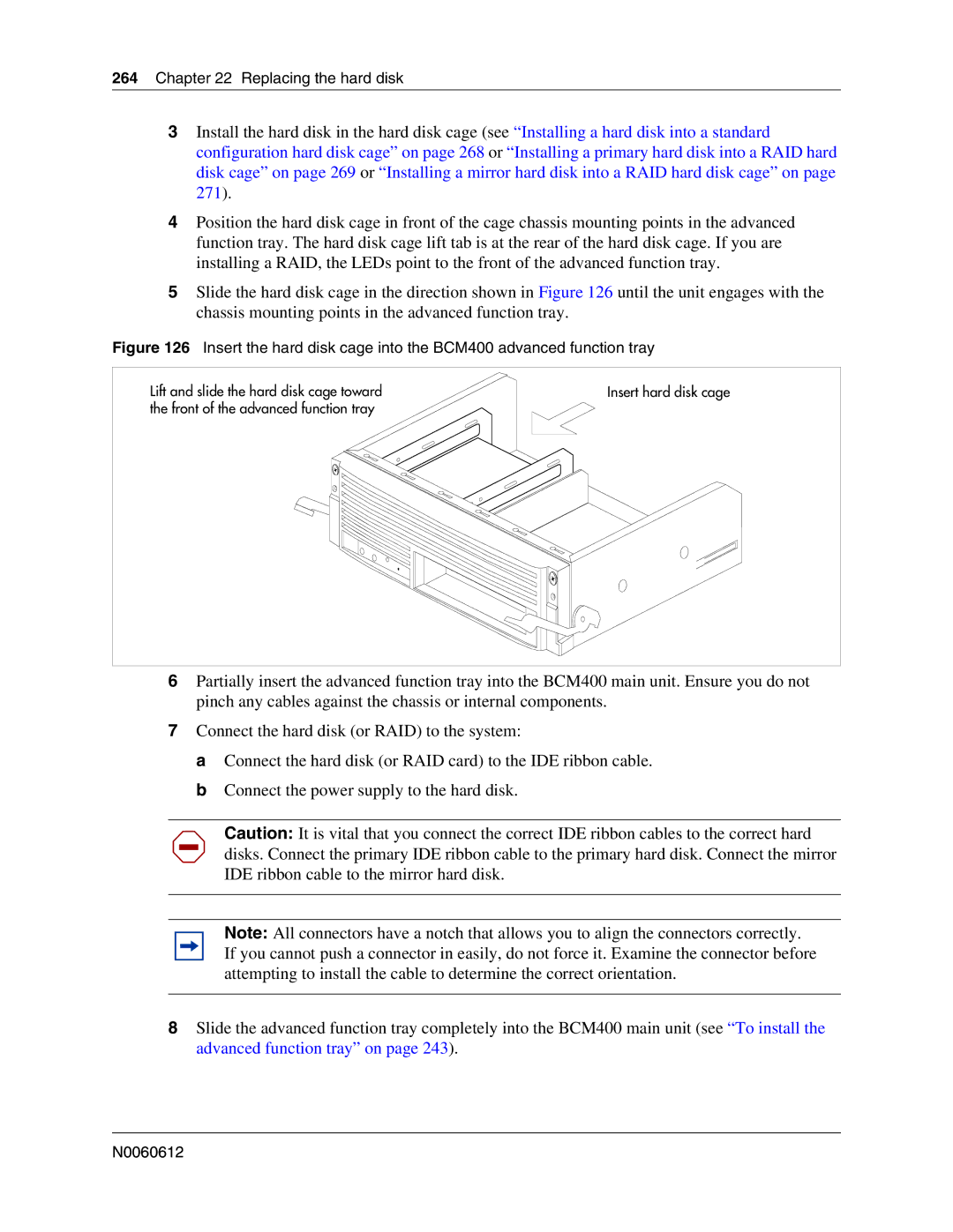 Nortel Networks 400 4.0, BCM200 manual Lift and slide the hard disk cage toward 