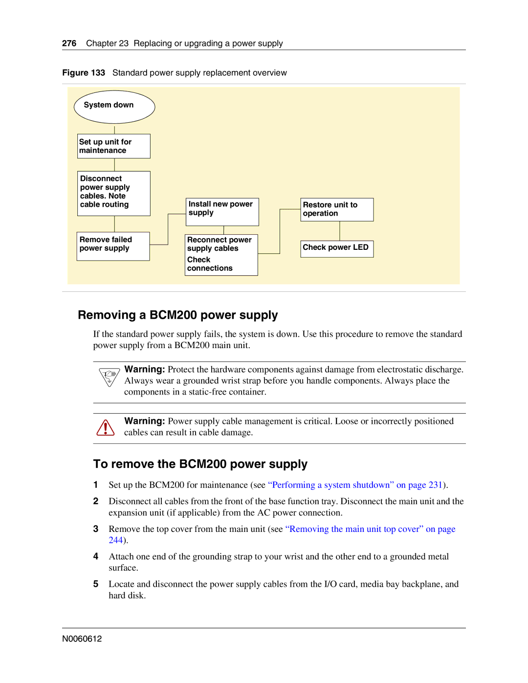 Nortel Networks 400 4.0 manual Removing a BCM200 power supply, To remove the BCM200 power supply 