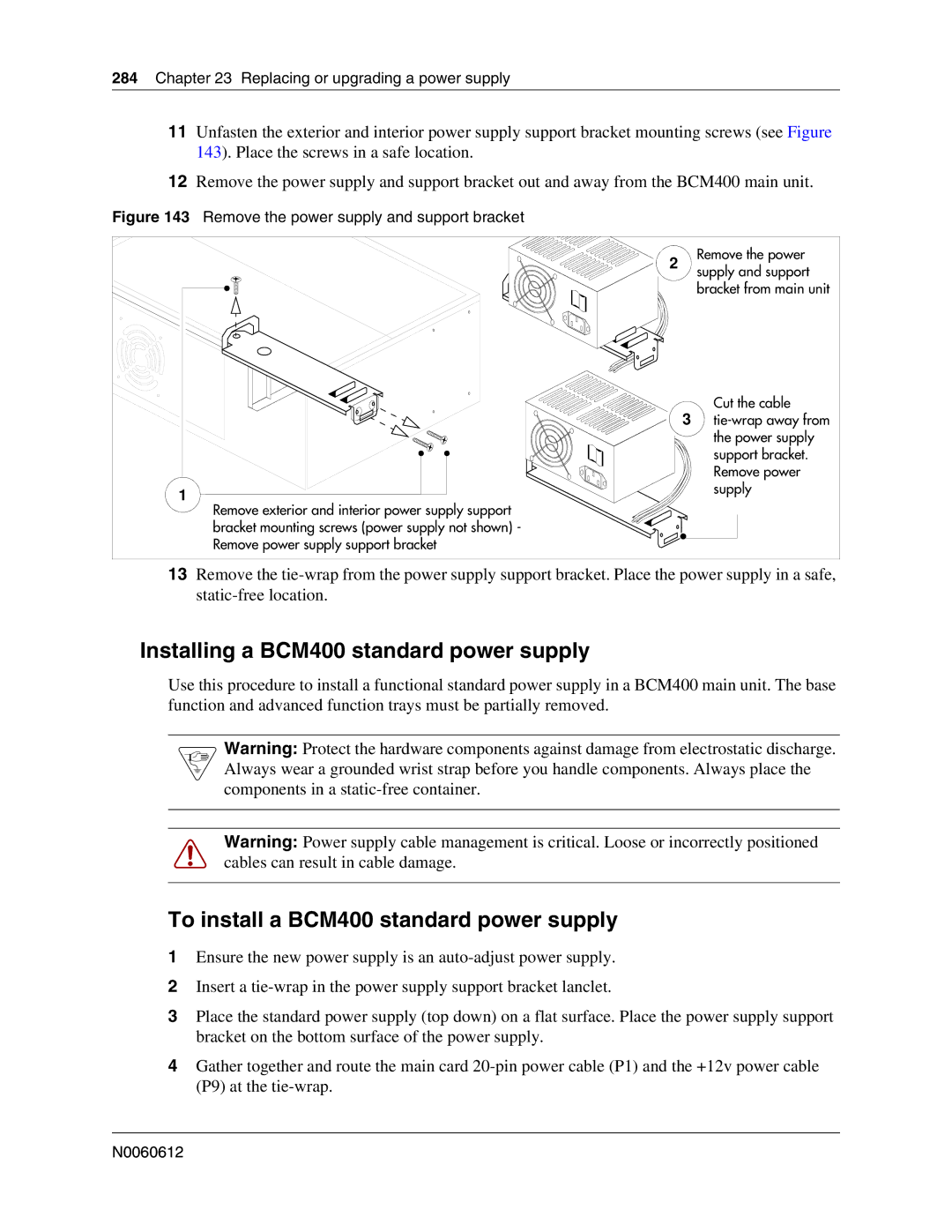 Nortel Networks 400 4.0, BCM200 manual Installing a BCM400 standard power supply, To install a BCM400 standard power supply 