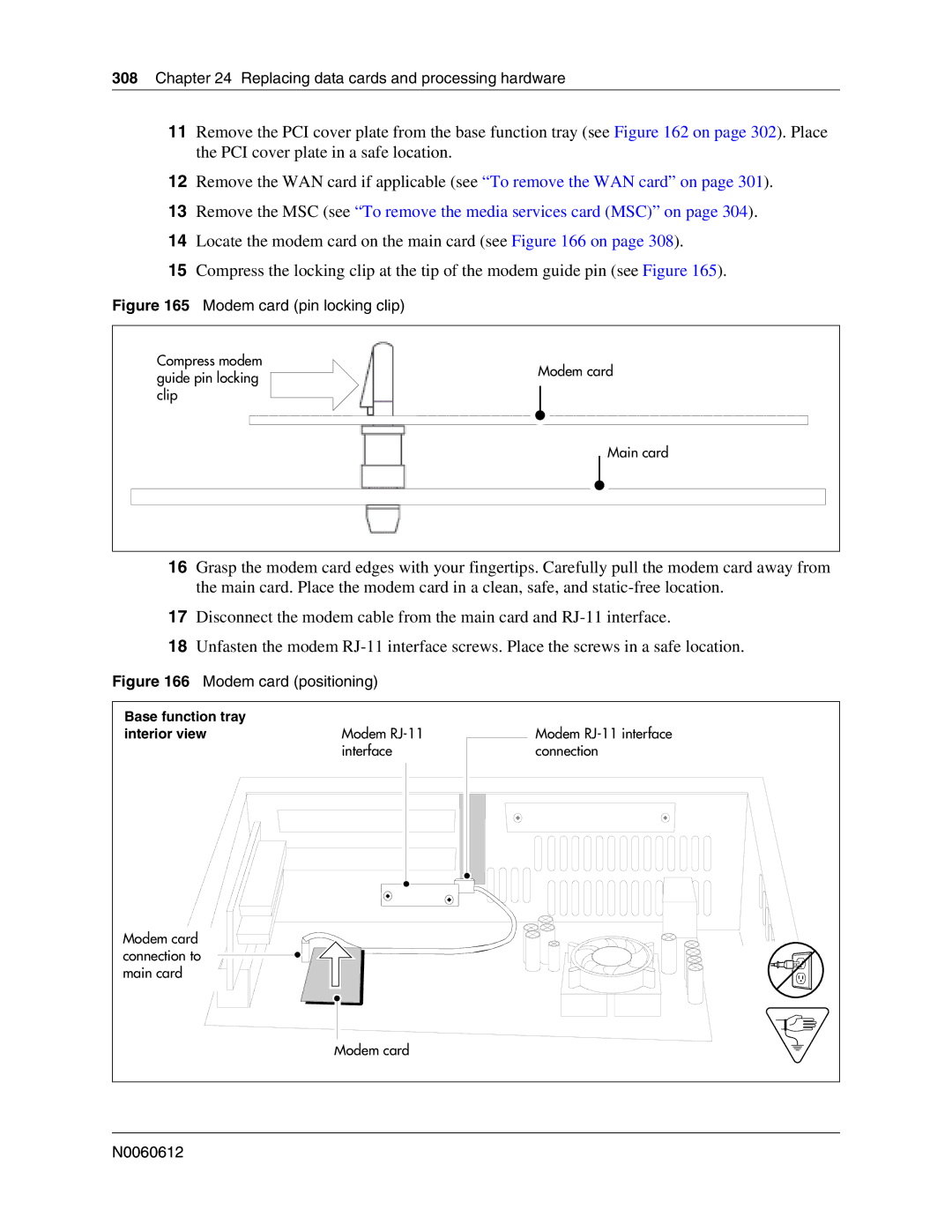 Nortel Networks 400 4.0, BCM200 manual Modem card pin locking clip, Modem card positioning 